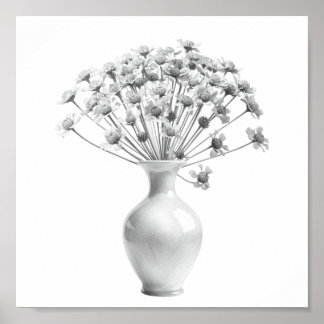 Poster Bouquet de fleurs sauvages vintage - Dessin au cra