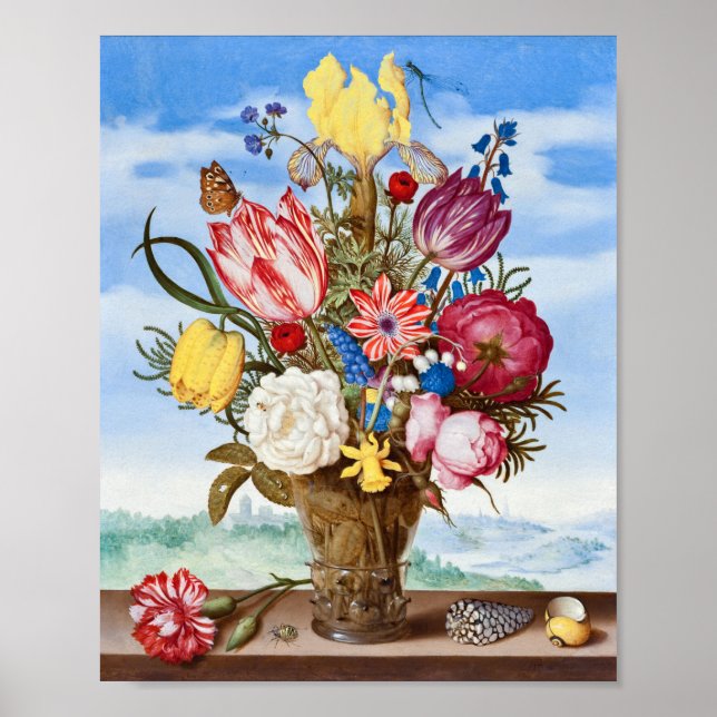 Poster Bouquet de fleurs sur une haie-bouc-Ambrosius Boss (Devant)