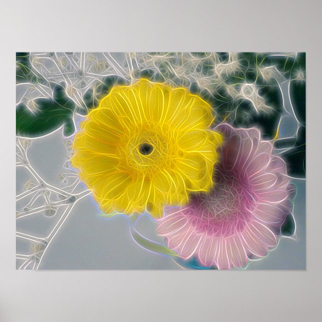 Poster Bouquet de marguerites d'art électrique (Devant)