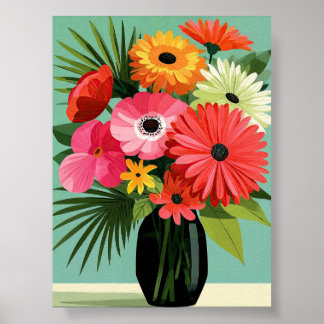 Poster Bouquet de marguerites de milieu de siècle Art mur