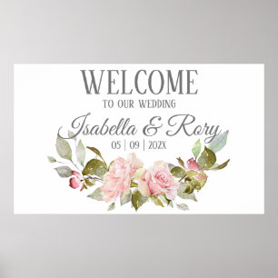 Poster Bouquet de mariage de roses roses jolies