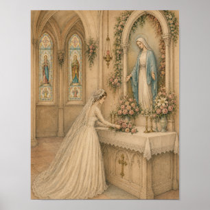 Poster Bouquet de mariée à l'autel de Marie pour le maria