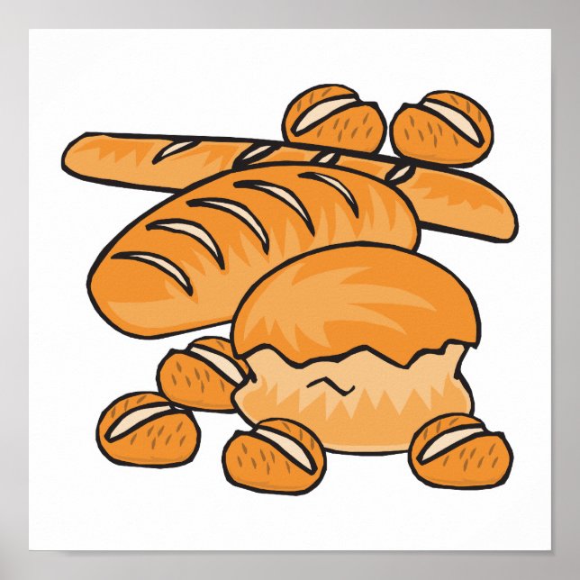Poster bouquet de pain et petits pains (Devant)