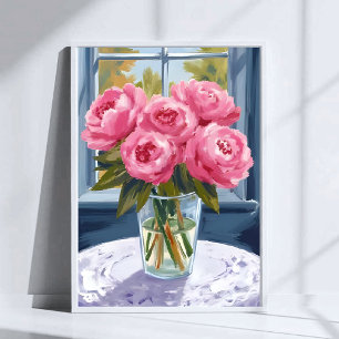 Poster Bouquet de pivoine rougissante   Peinture de fleur