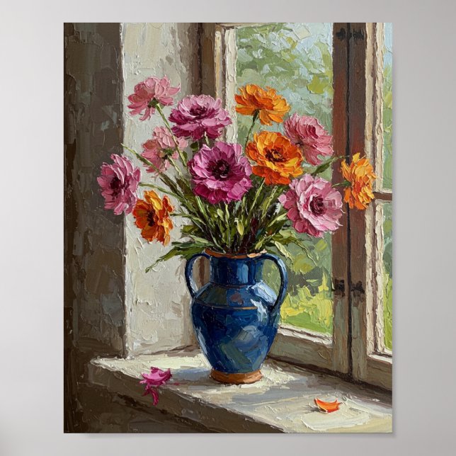 Poster Bouquet de renoncules | Nature morte impressionnis (Devant)