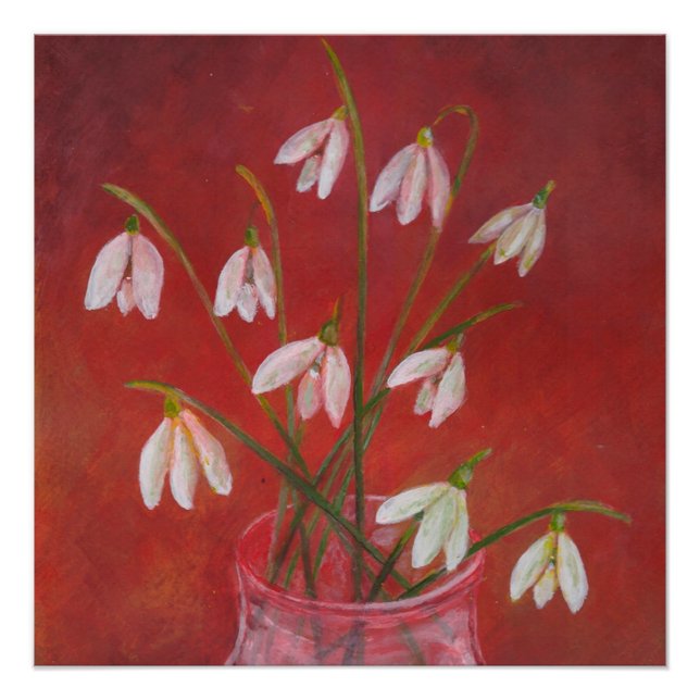 Poster Bouquet de snowdrops (Devant)