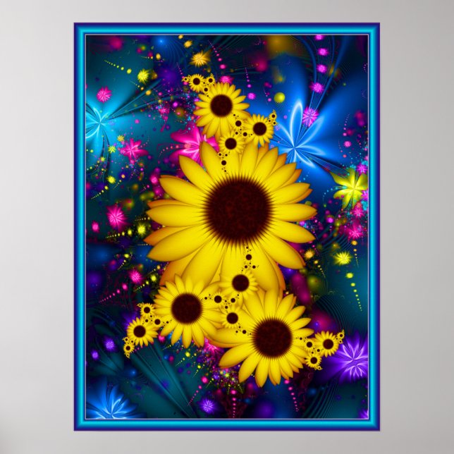 Poster Bouquet de tournesols (Devant)