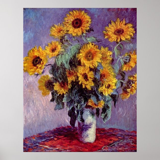 Poster Bouquet de tournesols par Claude Monet (Devant)