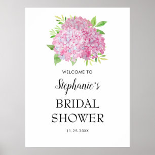 Poster Bouquet d'hydrangea rose Baptême de mariage Bienve