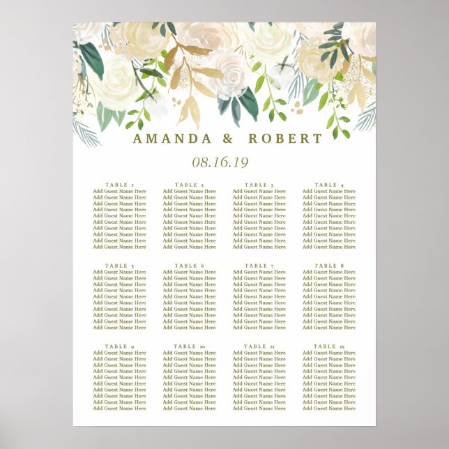 Poster Bouquet d'ivoire Mariage floral (Devant)