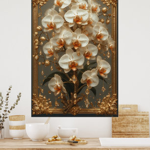 Poster Bouquet d'orchidées blanches élégantes
