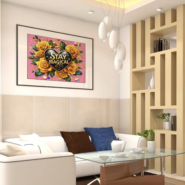 Poster Bouquet enchanteur de Roses d'or et de coeur 24x18 (Créateur téléchargé)