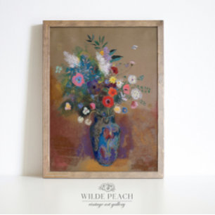 Poster Bouquet fleurs colorées dans Vase peinture vintage
