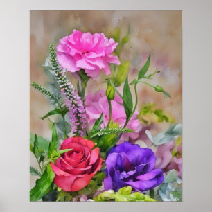 Poster Bouquet floral Aquarelle style Art