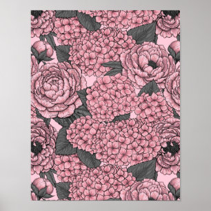 Poster Bouquet floral en rose