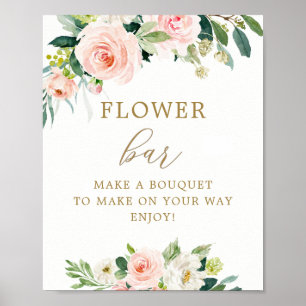 Poster Bouquet floral rose élégant Bar à fleurs 