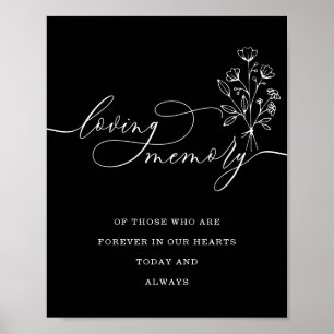 Poster Bouquet Floral Schwarz noir Mémoire d'amour