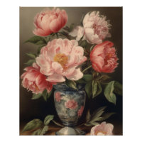 Bouquet floral Vase Fleurs de pivoine rose Vintage