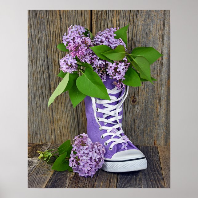 Poster Bouquet Lilac en basket violet (Devant)