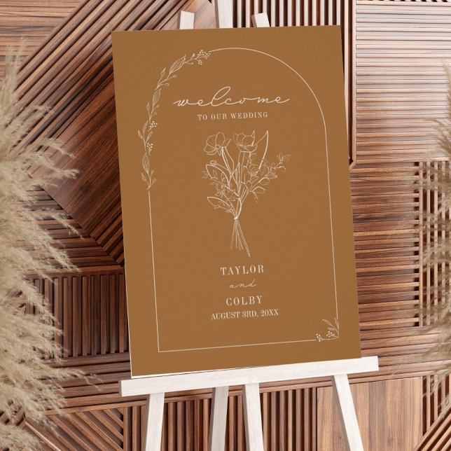 Poster Bouquet Line Art Goldenrod Jaune (Créateur téléchargé)