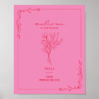Bouquet Line Art Rose Rouge Mariage Bienvenue