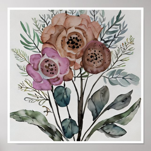Poster Bouquet minimaliste de fleurs (Devant)