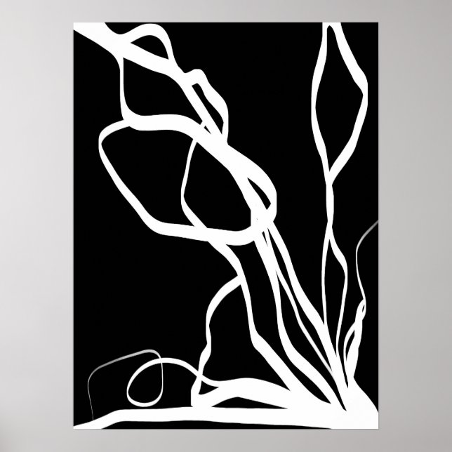 Poster Bouquet Noir : Abstrait noir et blanc (Devant)