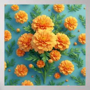 Poster Bouquet vibrant de soucis orange