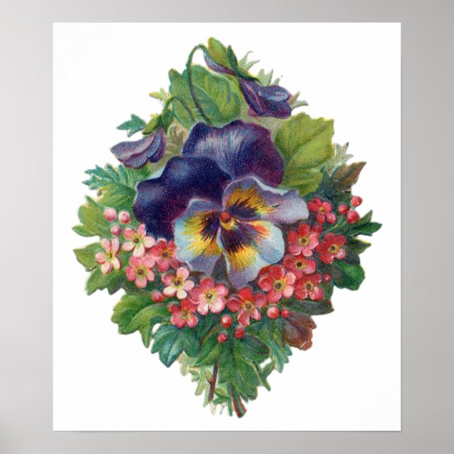 Poster Bouquet victorien de purple pansy pour la fête des (Devant)