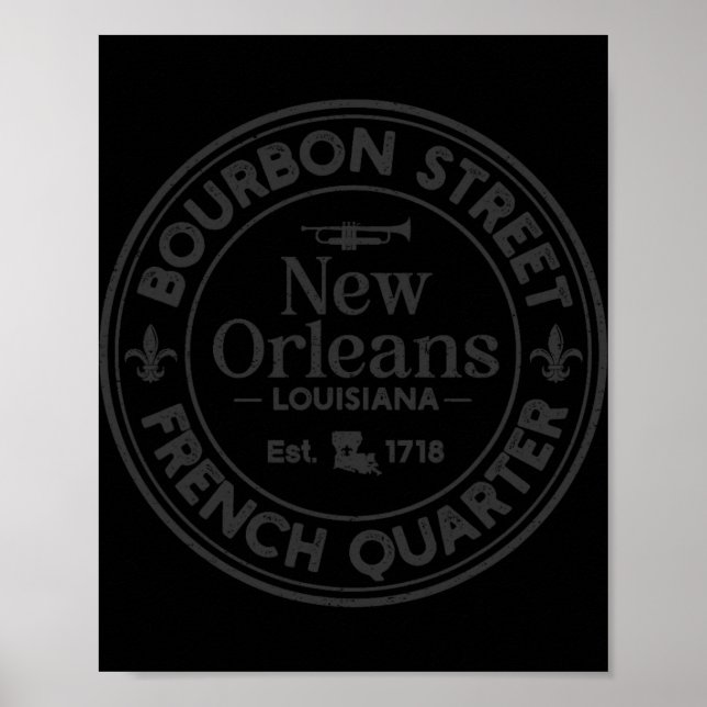 Poster Bourbon Street French Quarter Est 1718 New Orleans (Devant)