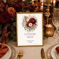 Bourgogne doré floral profond rouge personnalisé 8