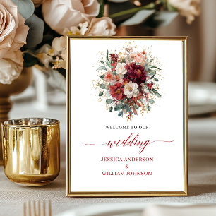 Poster Bourgogne Eucalyptus Automne Floral Mariage sur Ta