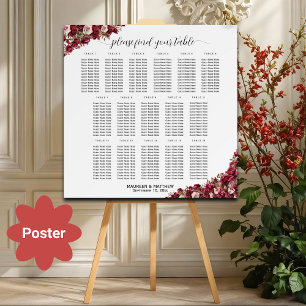 Poster Bourgogne Floral 16 Tables Siège Mariage