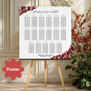 Poster Bourgogne Floral 17 Tables Siège Mariage