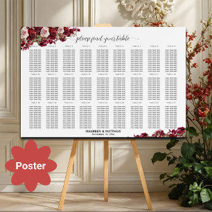 Poster Bourgogne Floral 27 Tables Siège Mariage
