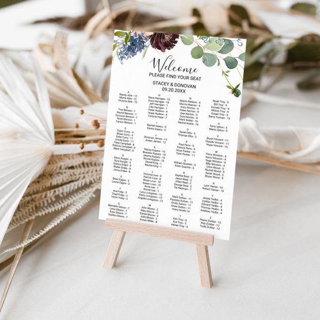 Poster Bourgogne Floral et Verdure Siège alphabétique (Créateur téléchargé)