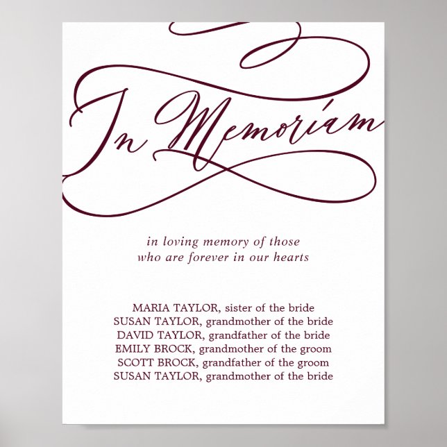 Poster Bourgogne Romantique Texte Mariage In Memoriam (Devant)