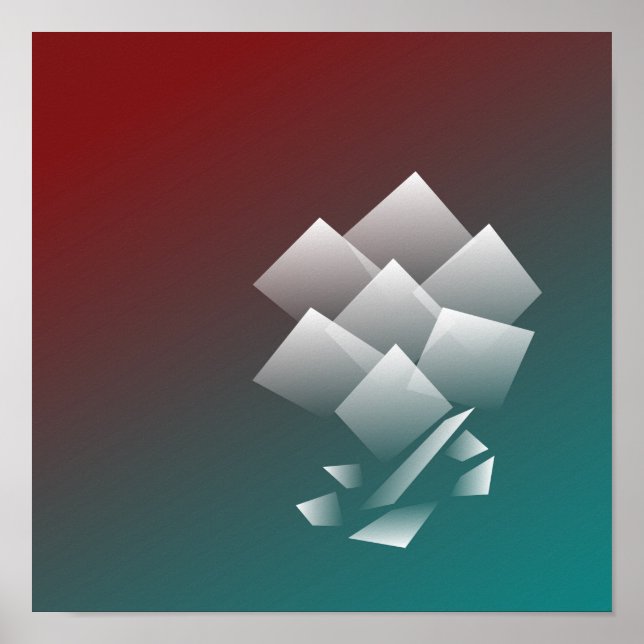 Poster Bourgogne turquoise blanche (Devant)