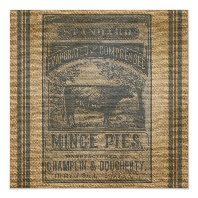 Poster Bourrage Mince Pies Annonce Vintage (Devant)