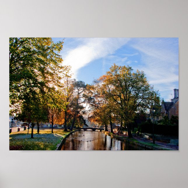 Poster Bourton sur l'eau Autumn Trees Cotswolds UK (Devant)