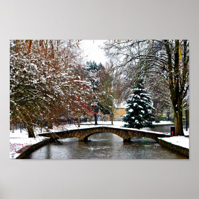 Poster Bourton sur l'eau Cotswolds Arbre de Noël (Devant)