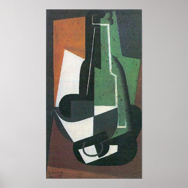 Poster Bouteille de Carafe de vin de Juan Gris, Cubisme V (Devant)