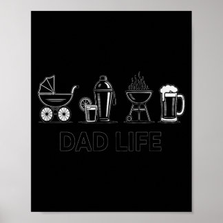 Poster Bouteille de la vie de papa Barbecue Chariot à biè