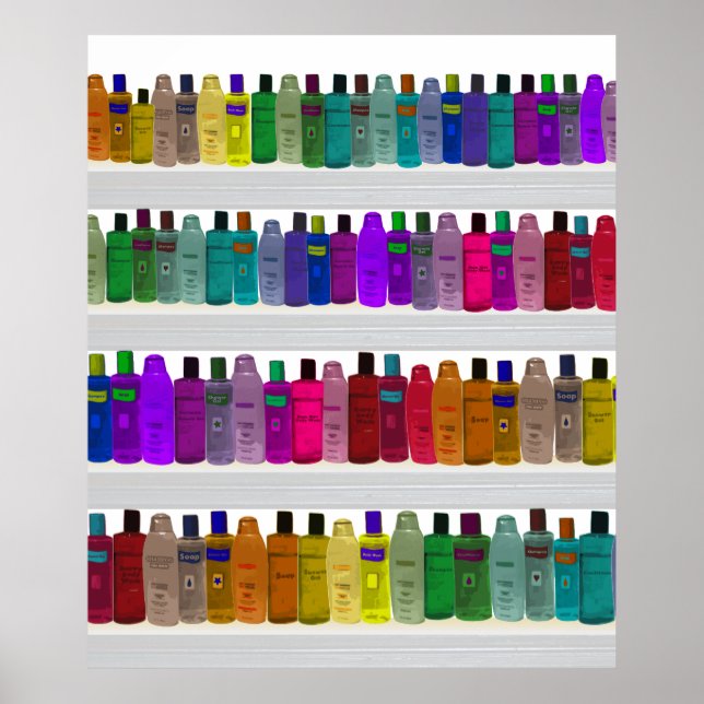 Poster Bouteille de savon Arc-en-ciel - pour salles de ba (Devant)