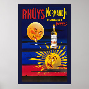 Poster Bouteille de vin de champagne vintage cuisine bois