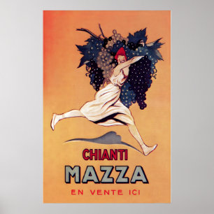 Poster Bouteille de vin de Chianti Toscane Champagne Nour