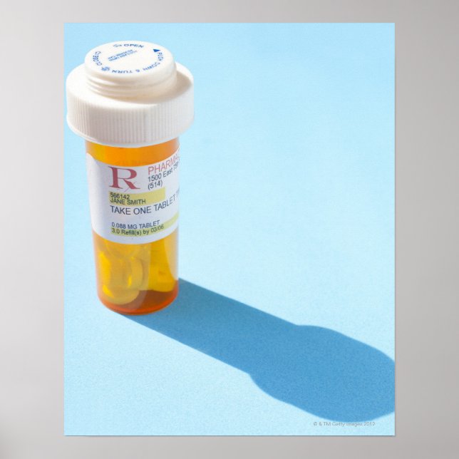 Poster Bouteille pleine de médicaments (Devant)
