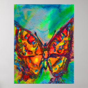 POSTER BOUTEILLE ROUGE EN PARKLES D'OR TURQUOISE VERT BLE