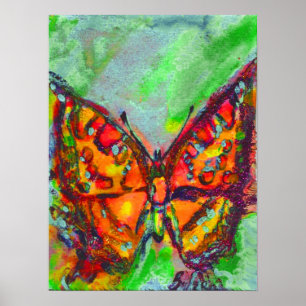 POSTER BOUTEILLE ROUGE EN PARKLES D'OR TURQUOISE VERT BLE
