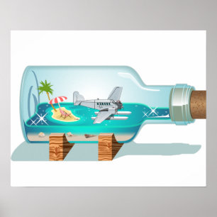 Poster Bouteille souvenir de dessin